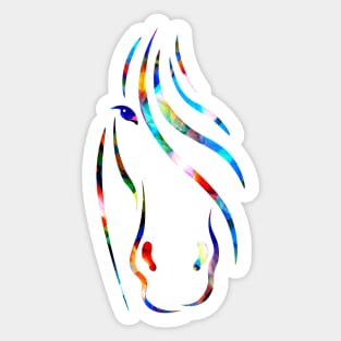 horse head - stylized and colorful Sticker